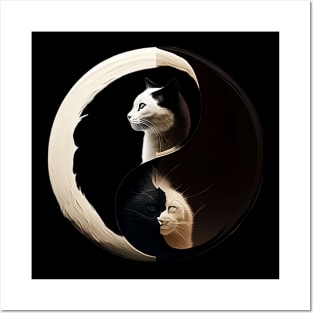 Yin Yang Cat Posters and Art